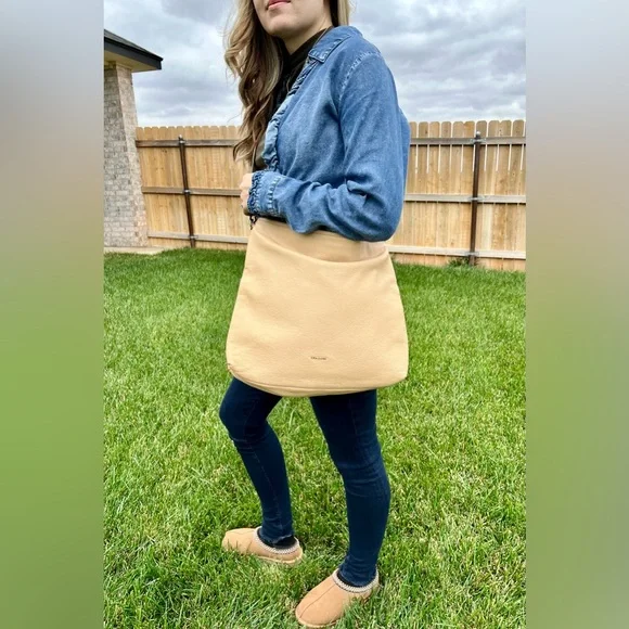 Coach Madison Tan Pebbled Leather Slouch Hobo with Crossbody Strap Style - Picture 13 of 15